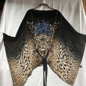 Roberto Cavalli silk animal print kaftan w/authenticating security hologram